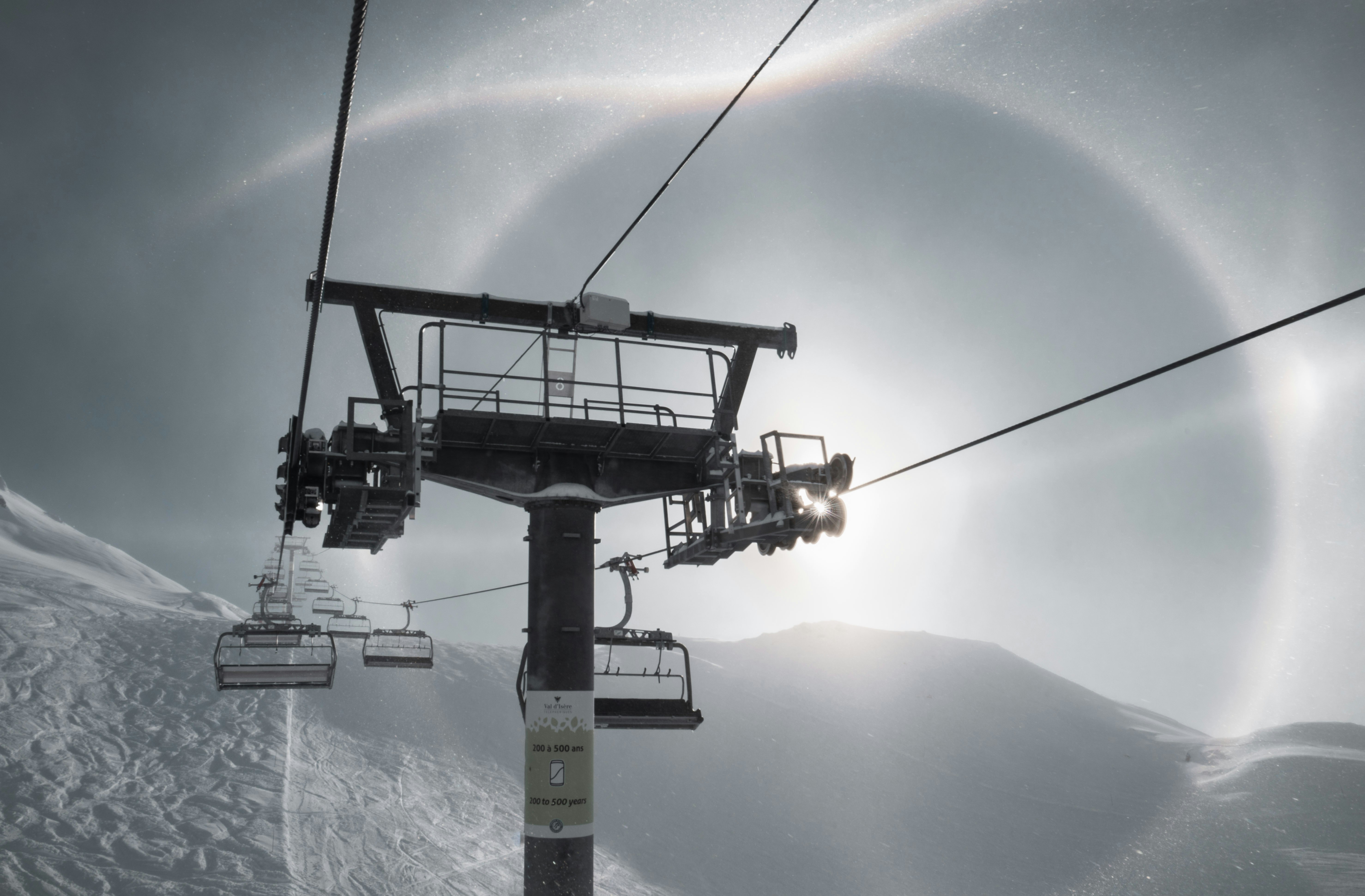 black and white cable car